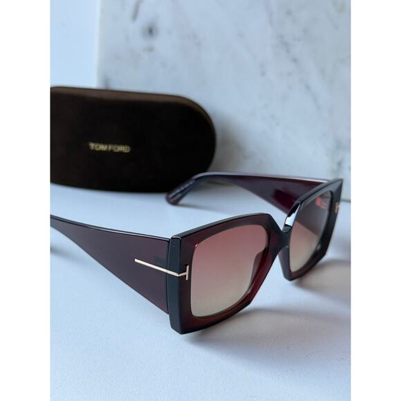 NEW Tom Ford TF921 Jacquetta Burgundy Square Sunglasses $475 - Picture 5 of 6